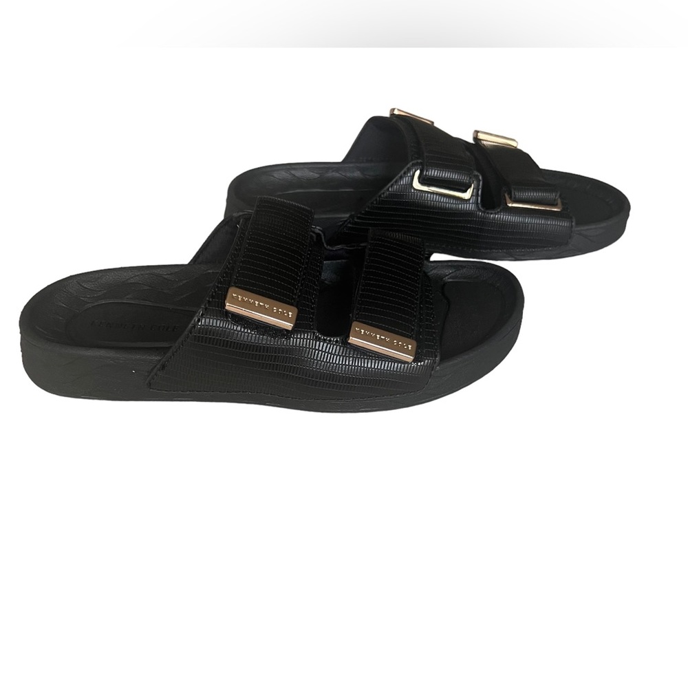 Kenneth Cole New York Nova Black Nova Two Band Slides Sandals Women's Size 6
